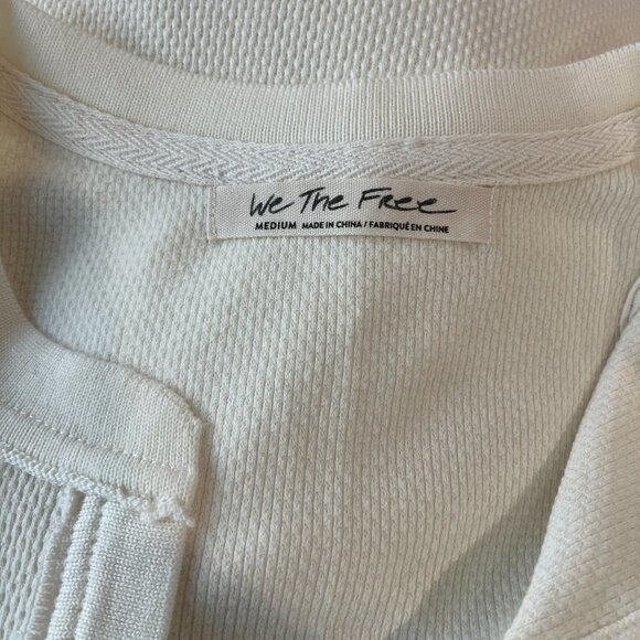 Free People Mikah Notch Neck Top Thermal shirt Cream - Picture 3 of 3